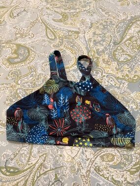 Jolyn KAYLEE Tropical Print Black Bikini Top with Blue, Red & Yellow Accents